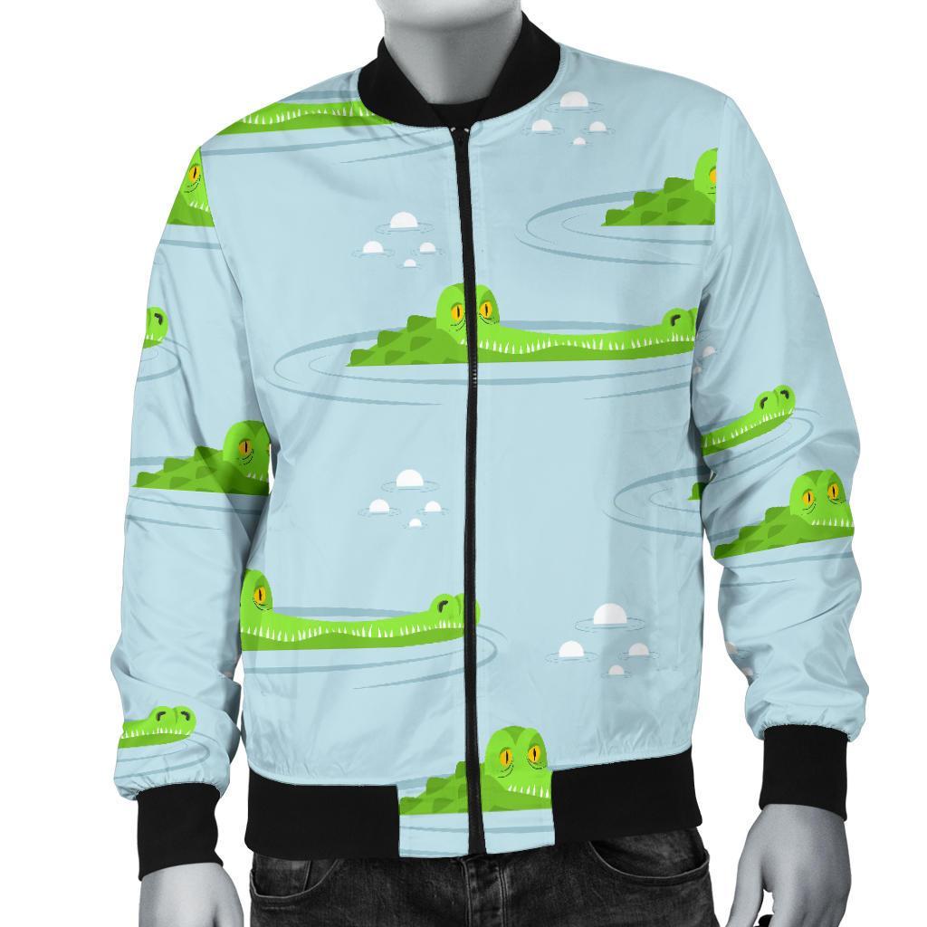 Crocodile Cartoon Print Pattern Men's Bomber Jacket-grizzshop