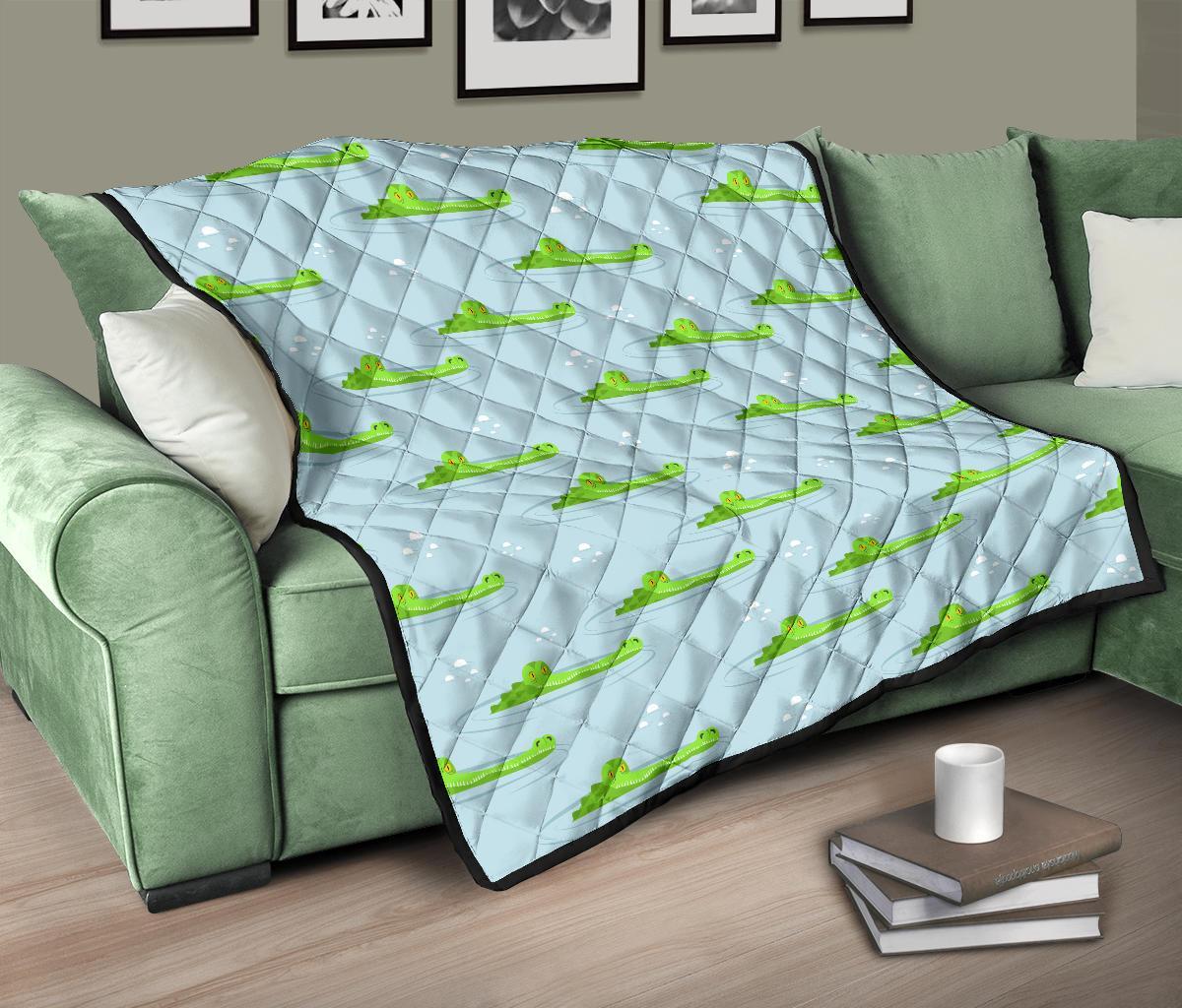 Crocodile Cartoon Print Pattern Quilt-grizzshop