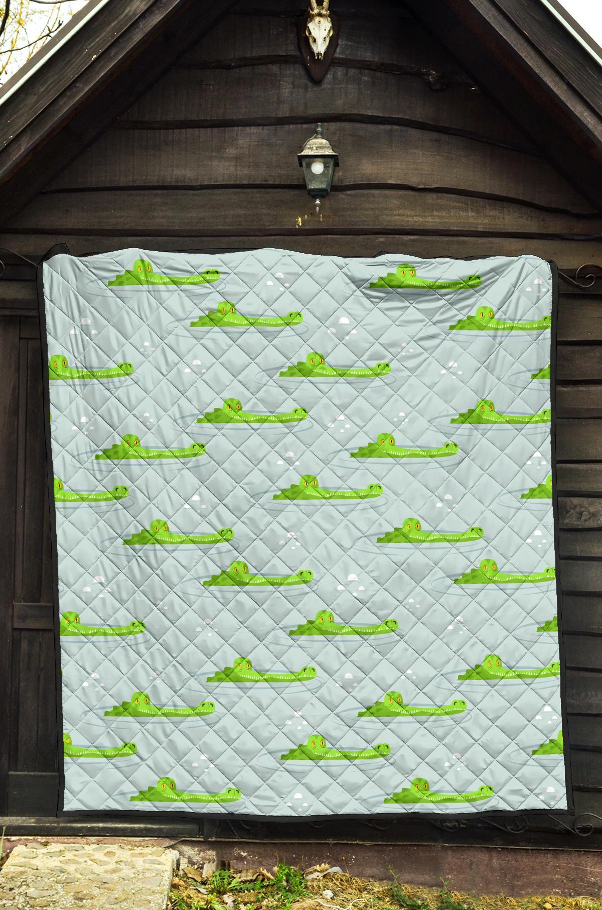 Crocodile Cartoon Print Pattern Quilt-grizzshop