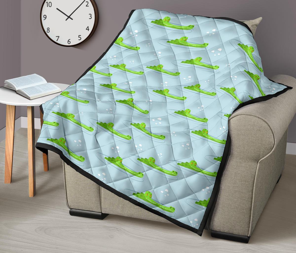 Crocodile Cartoon Print Pattern Quilt-grizzshop