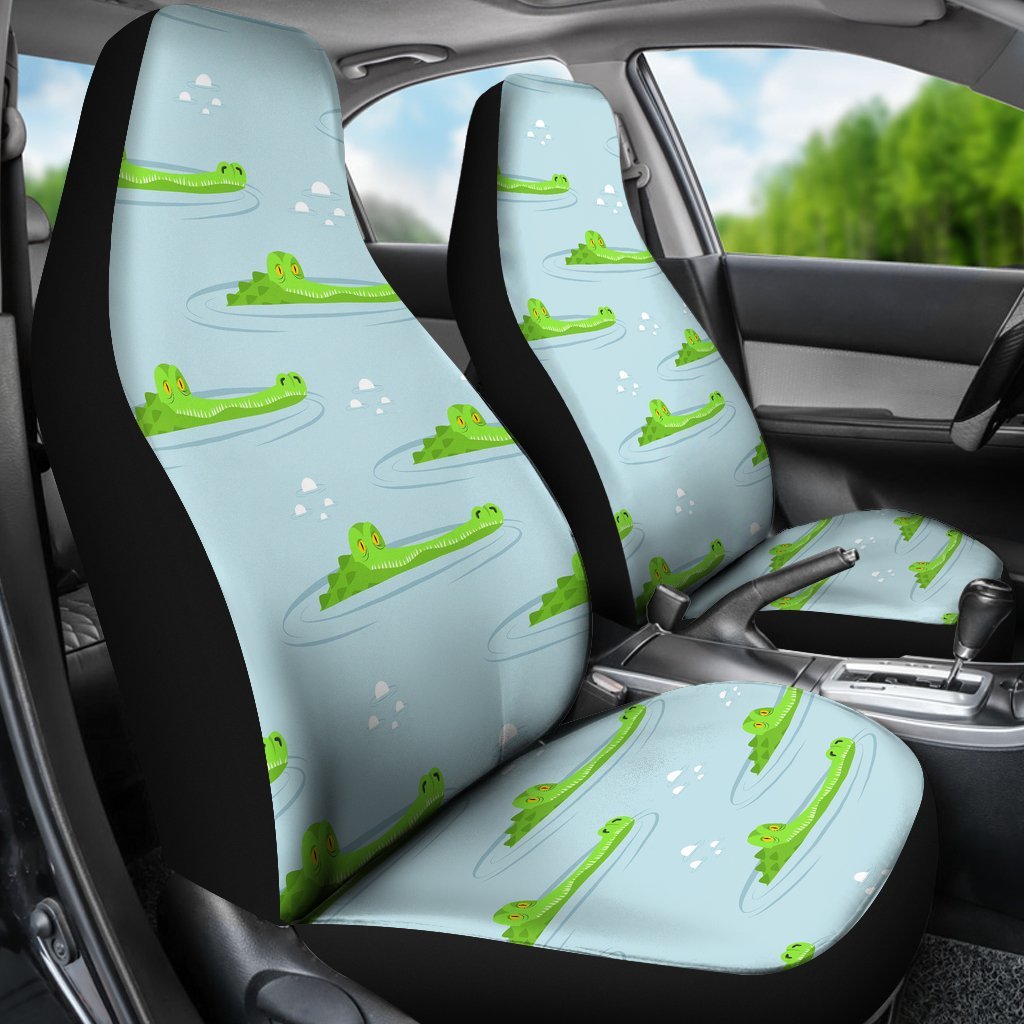 Crocodile Cartoon Print Pattern Universal Fit Car Seat Covers-grizzshop