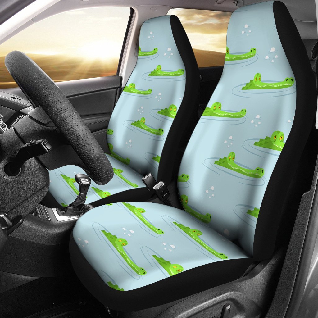 Crocodile Cartoon Print Pattern Universal Fit Car Seat Covers-grizzshop