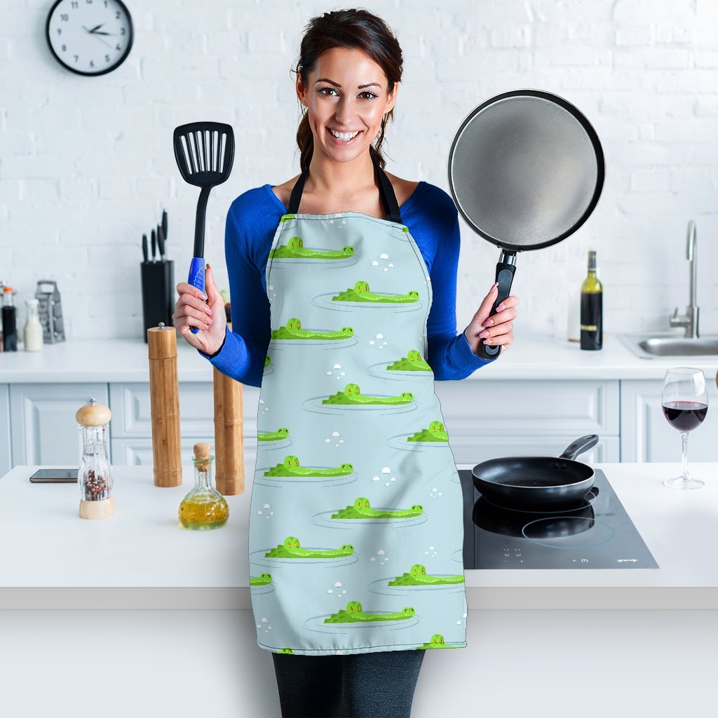 Crocodile Cartoon Print Pattern Women's Apron-grizzshop