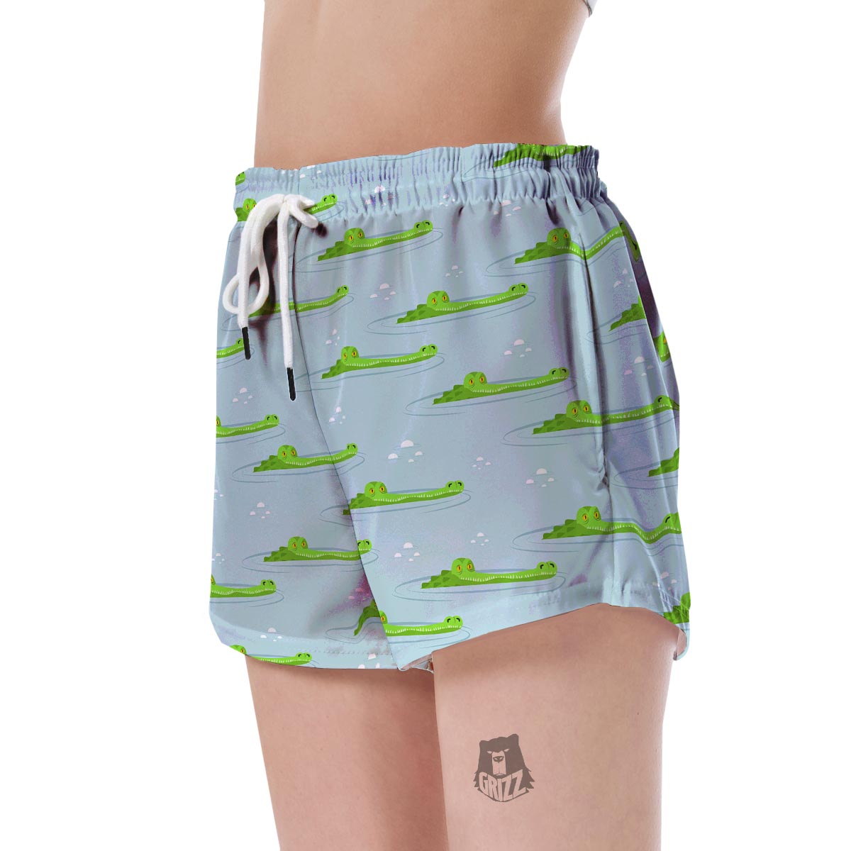 Crocodile Cartoon Print Pattern Women's Shorts-grizzshop