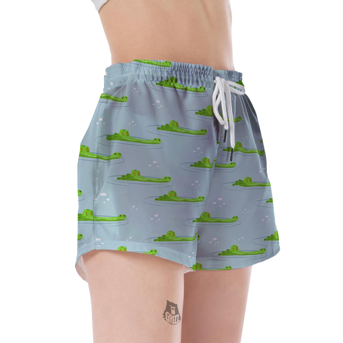 Crocodile Cartoon Print Pattern Women's Shorts-grizzshop