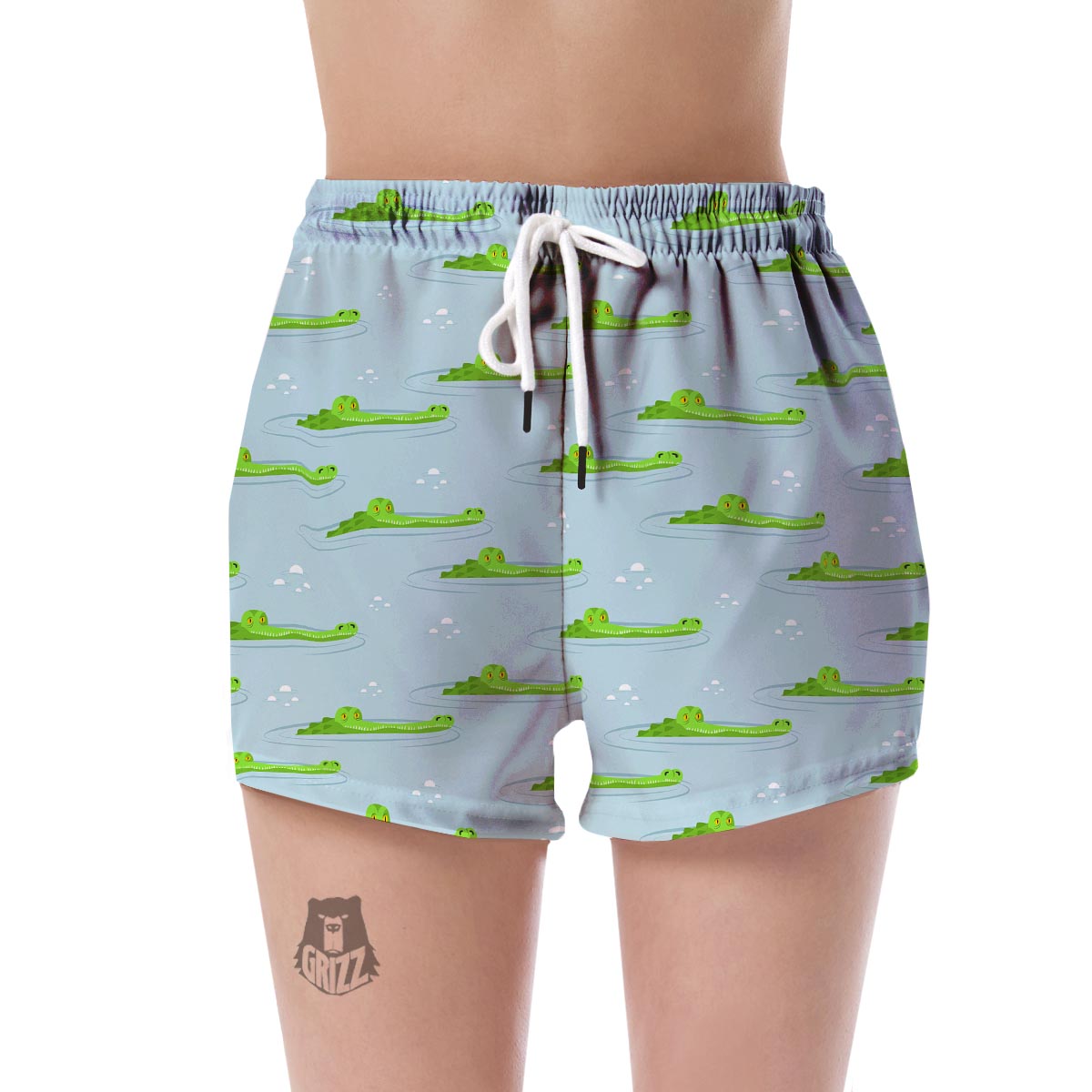 Crocodile Cartoon Print Pattern Women's Shorts-grizzshop