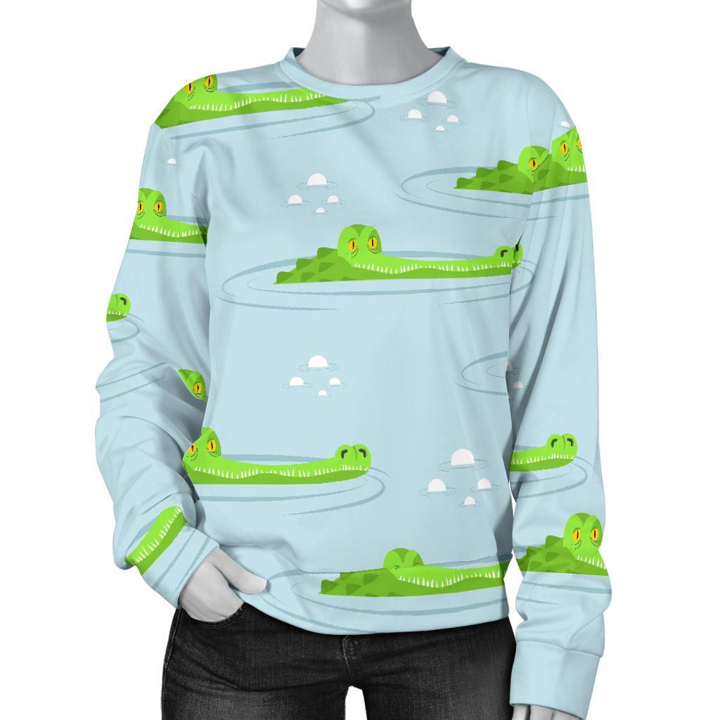 Crocodile Cartoon Print Pattern Women's Sweatshirt-grizzshop