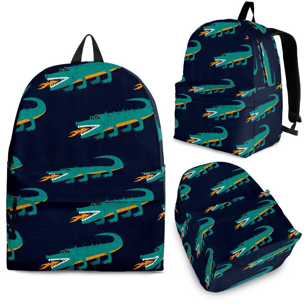 Crocodile Pattern Print Backpack-grizzshop