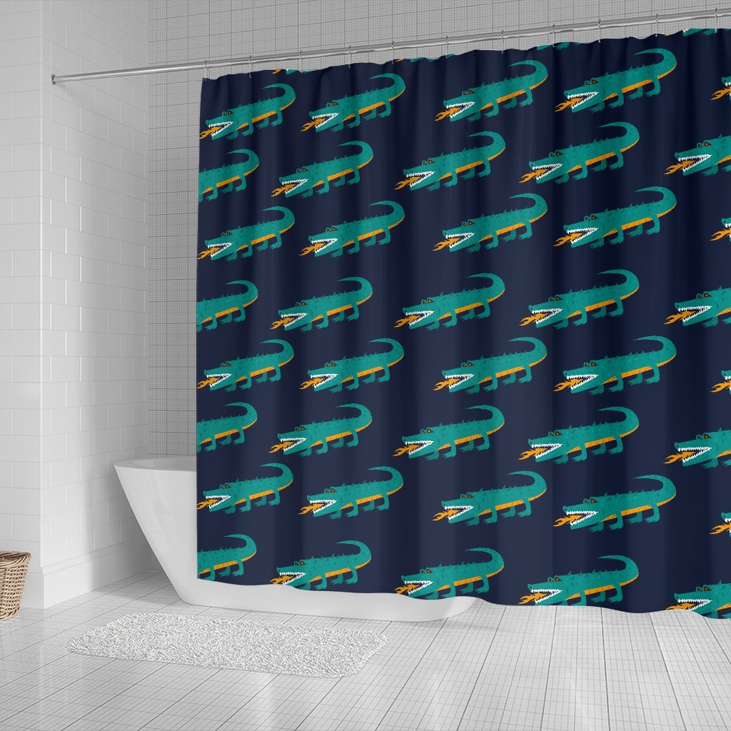 Crocodile Pattern Print Bathroom Shower Curtain-grizzshop