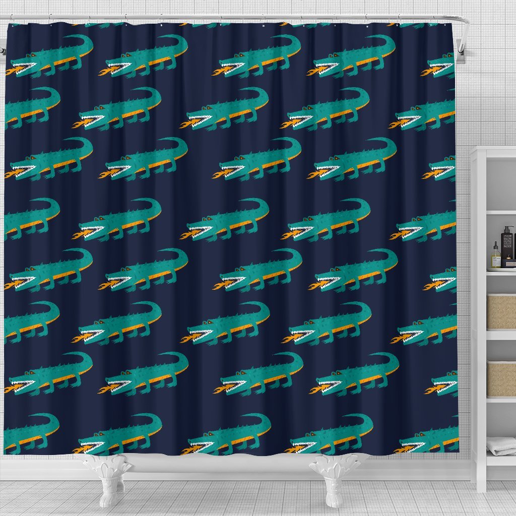 Crocodile Pattern Print Bathroom Shower Curtain-grizzshop