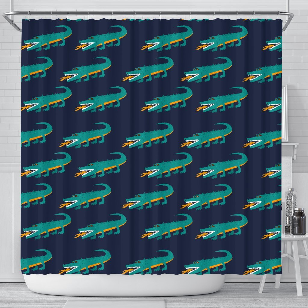 Crocodile Pattern Print Bathroom Shower Curtain-grizzshop