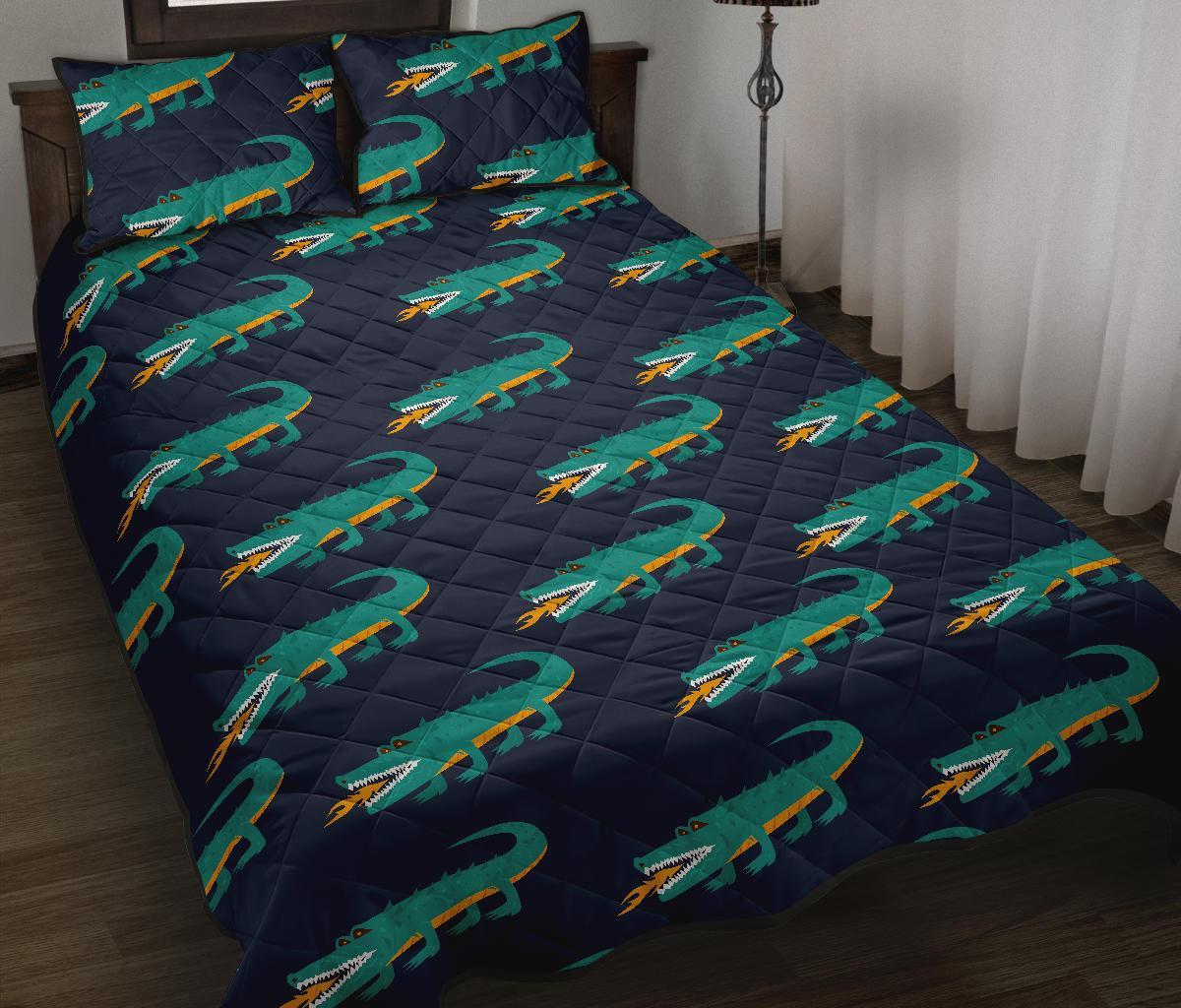 Crocodile Pattern Print Bed Set Quilt-grizzshop