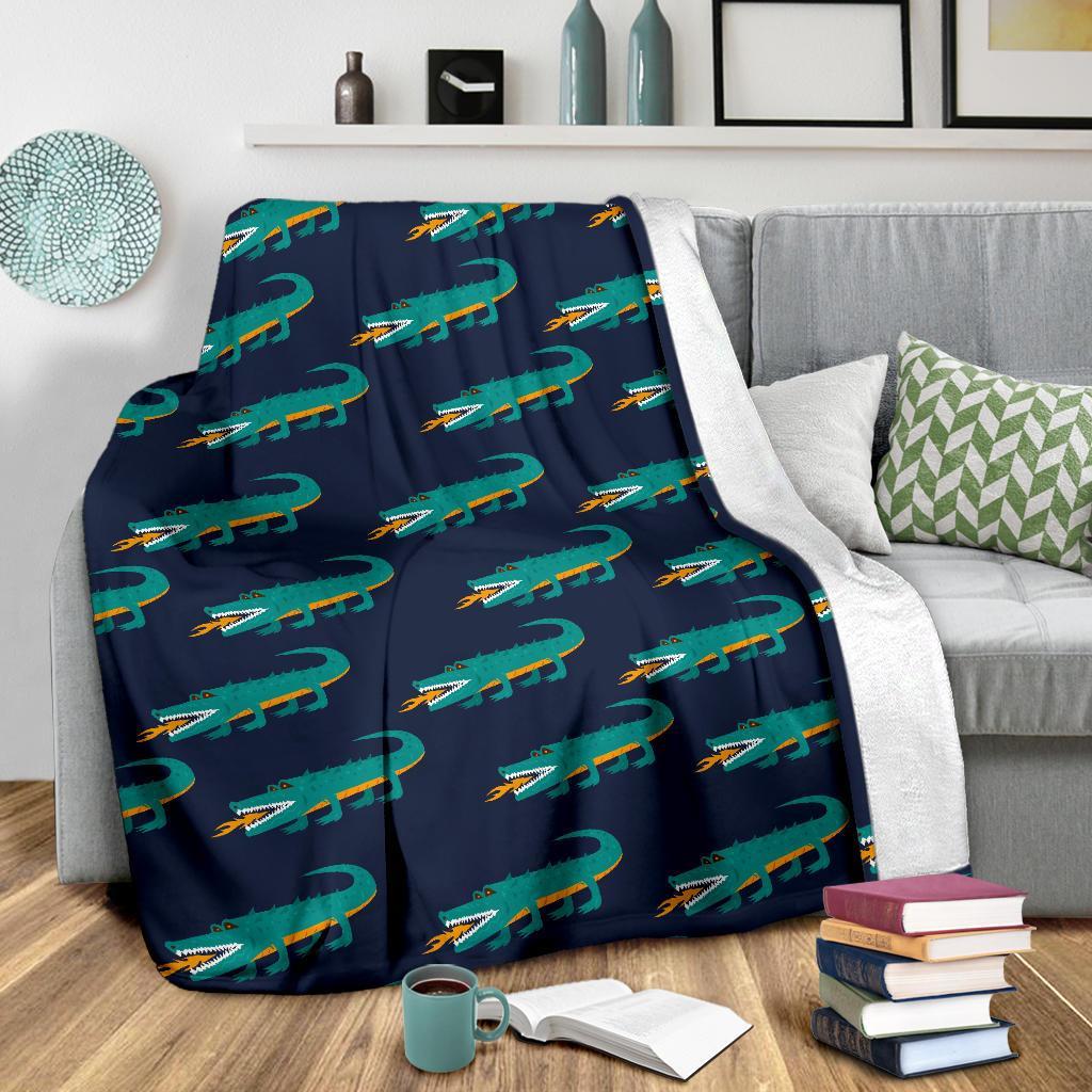 Crocodile Pattern Print Blanket-grizzshop