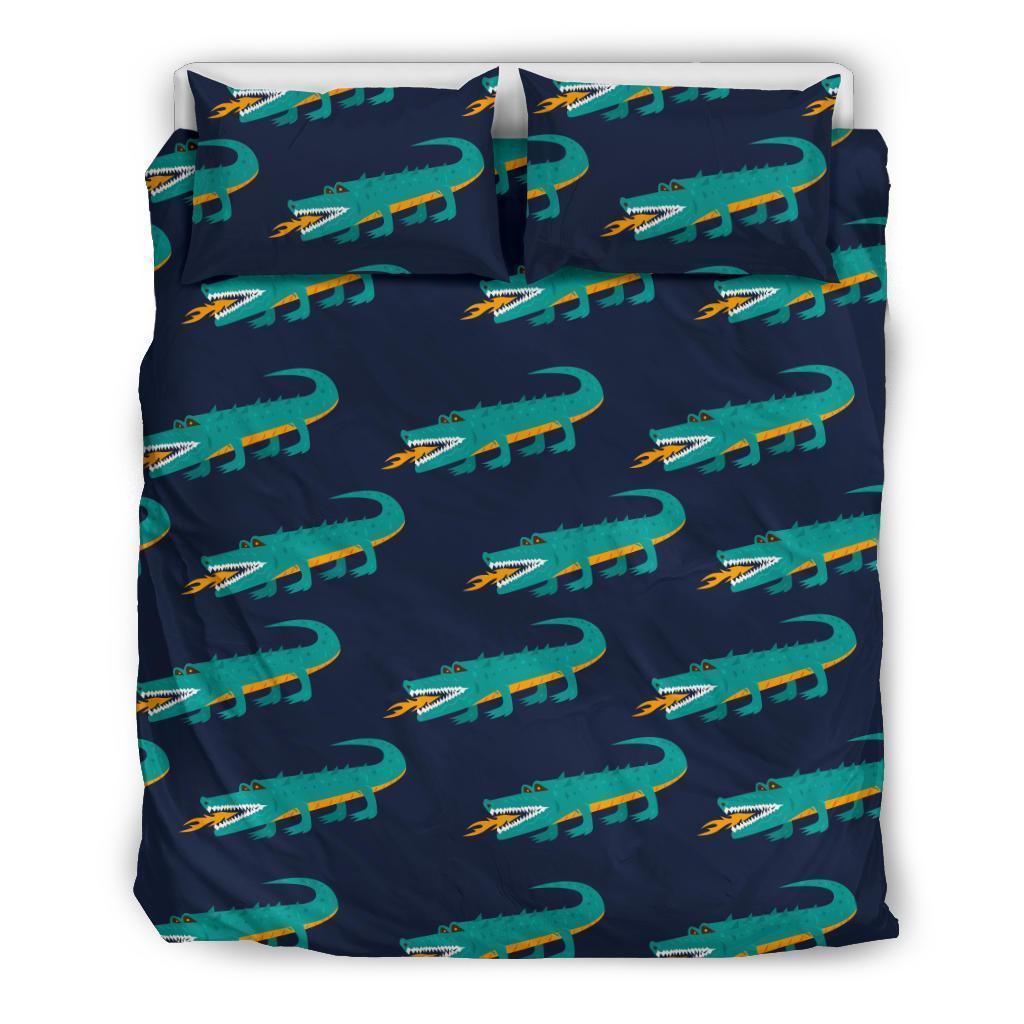 Crocodile Pattern Print Duvet Cover Bedding Set-grizzshop