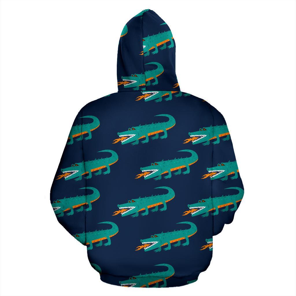 Crocodile Pattern Print Men Women Pullover Hoodie-grizzshop