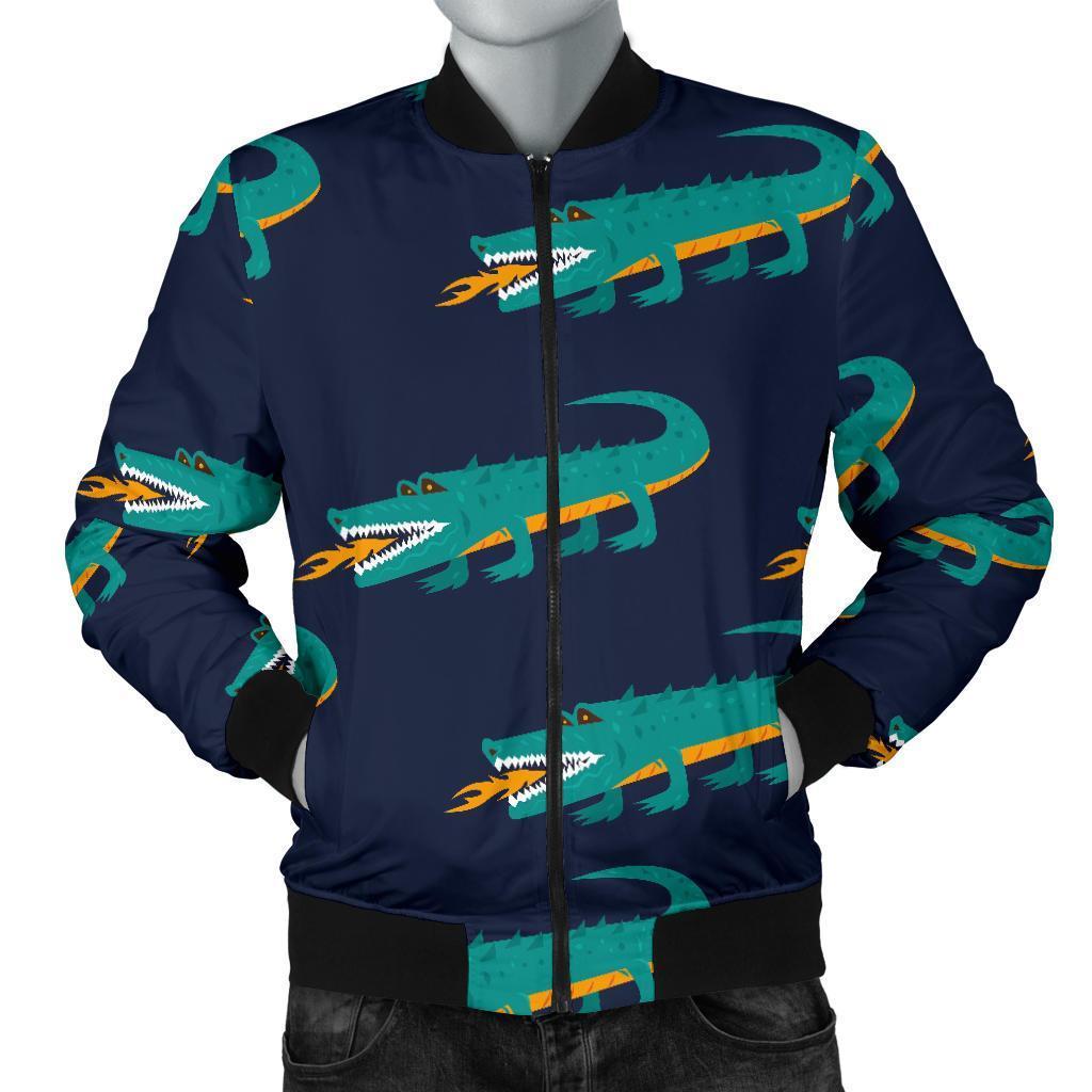 Crocodile Pattern Print Men's Bomber Jacket-grizzshop