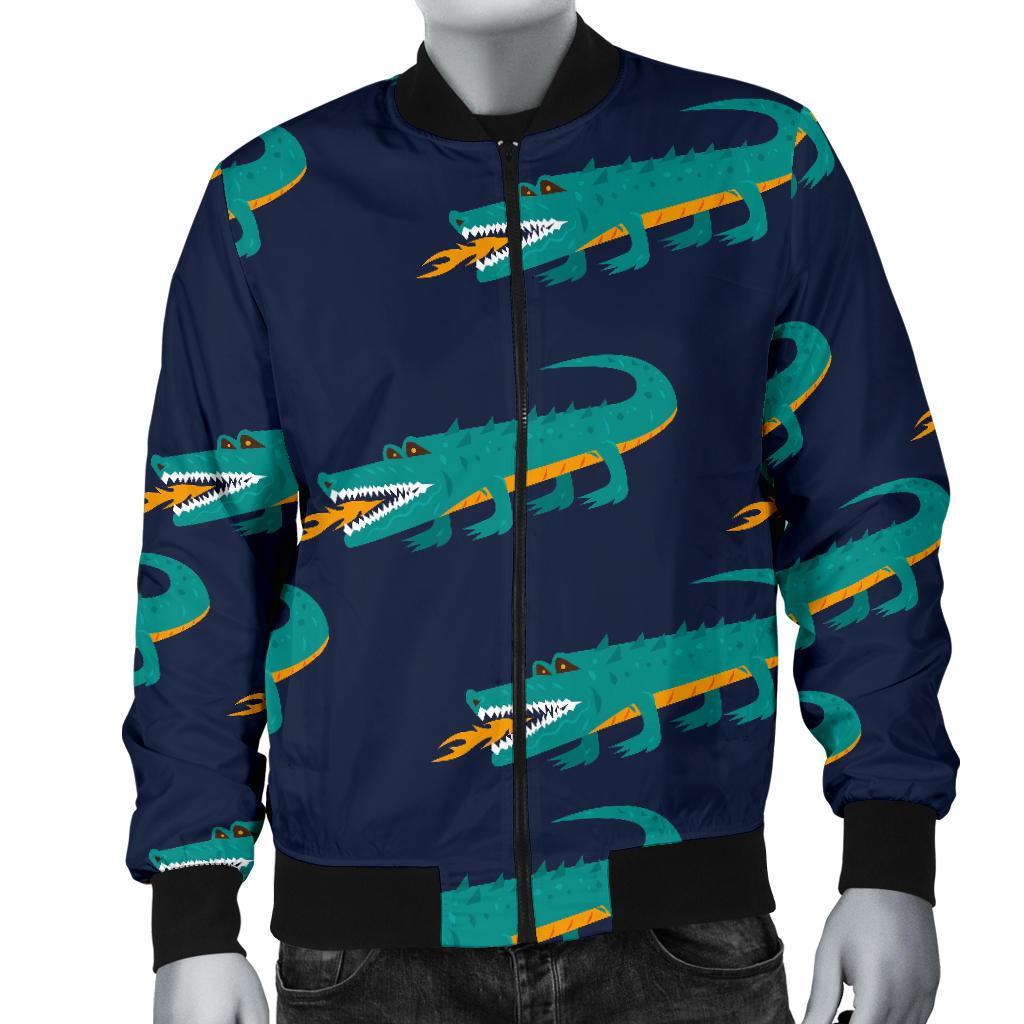 Crocodile Pattern Print Men's Bomber Jacket-grizzshop