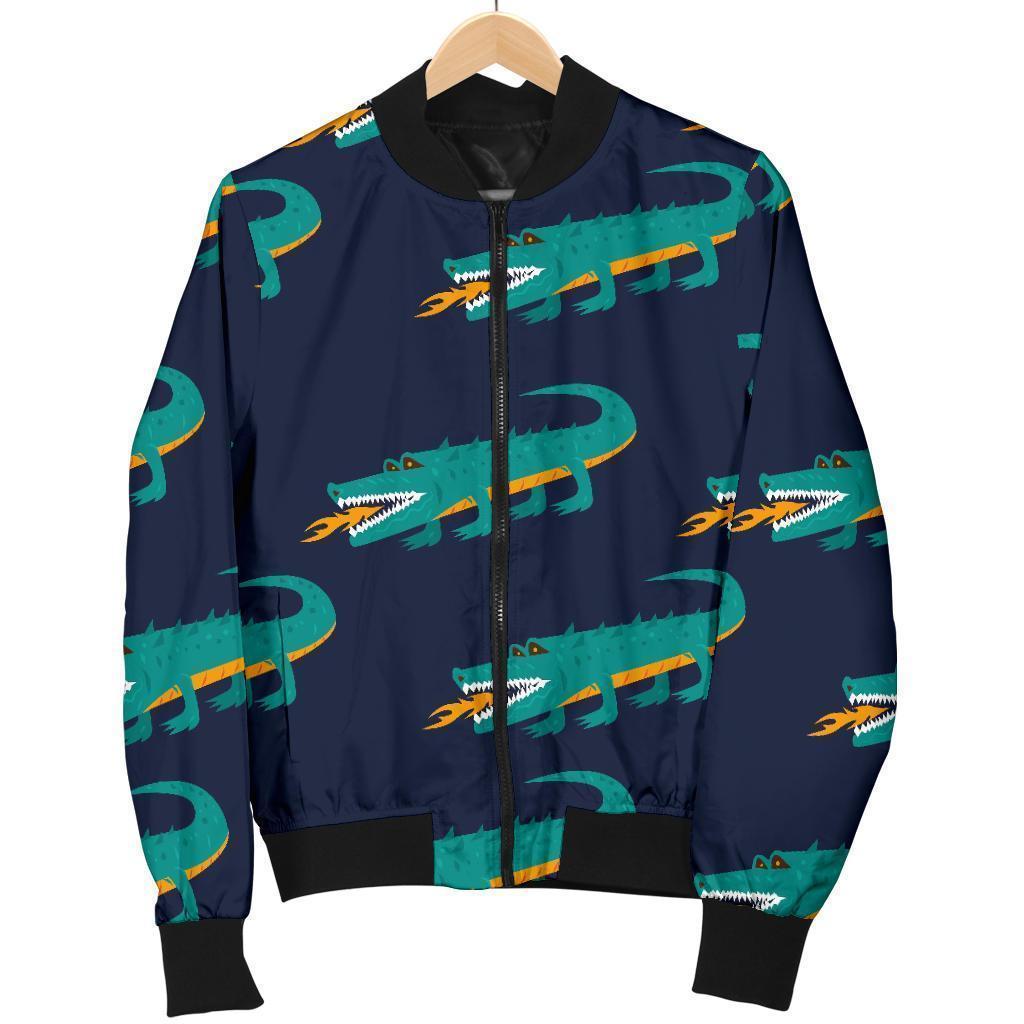 Crocodile Pattern Print Men's Bomber Jacket-grizzshop