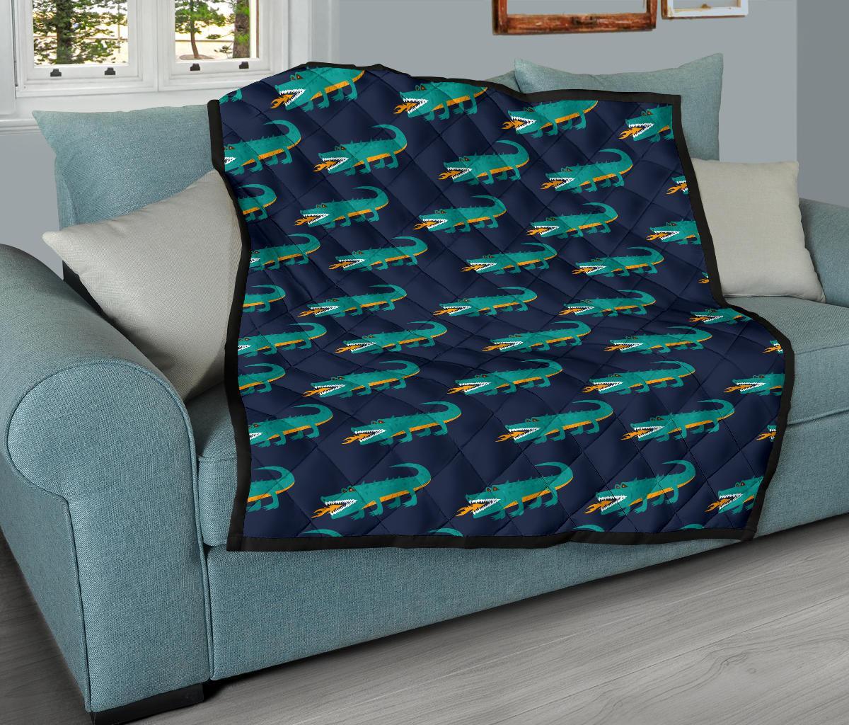 Crocodile Pattern Print Quilt-grizzshop