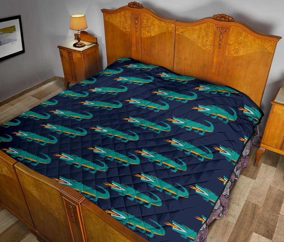 Crocodile Pattern Print Quilt-grizzshop