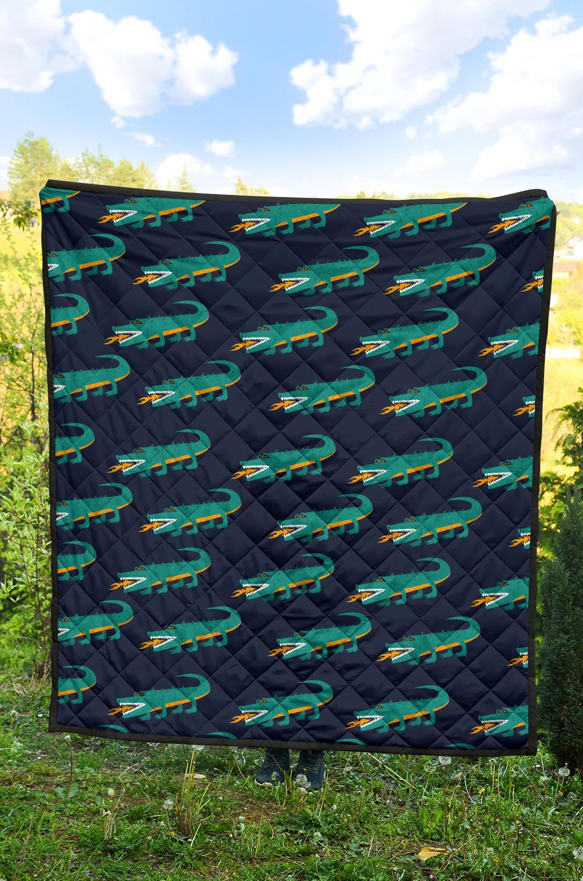 Crocodile Pattern Print Quilt-grizzshop