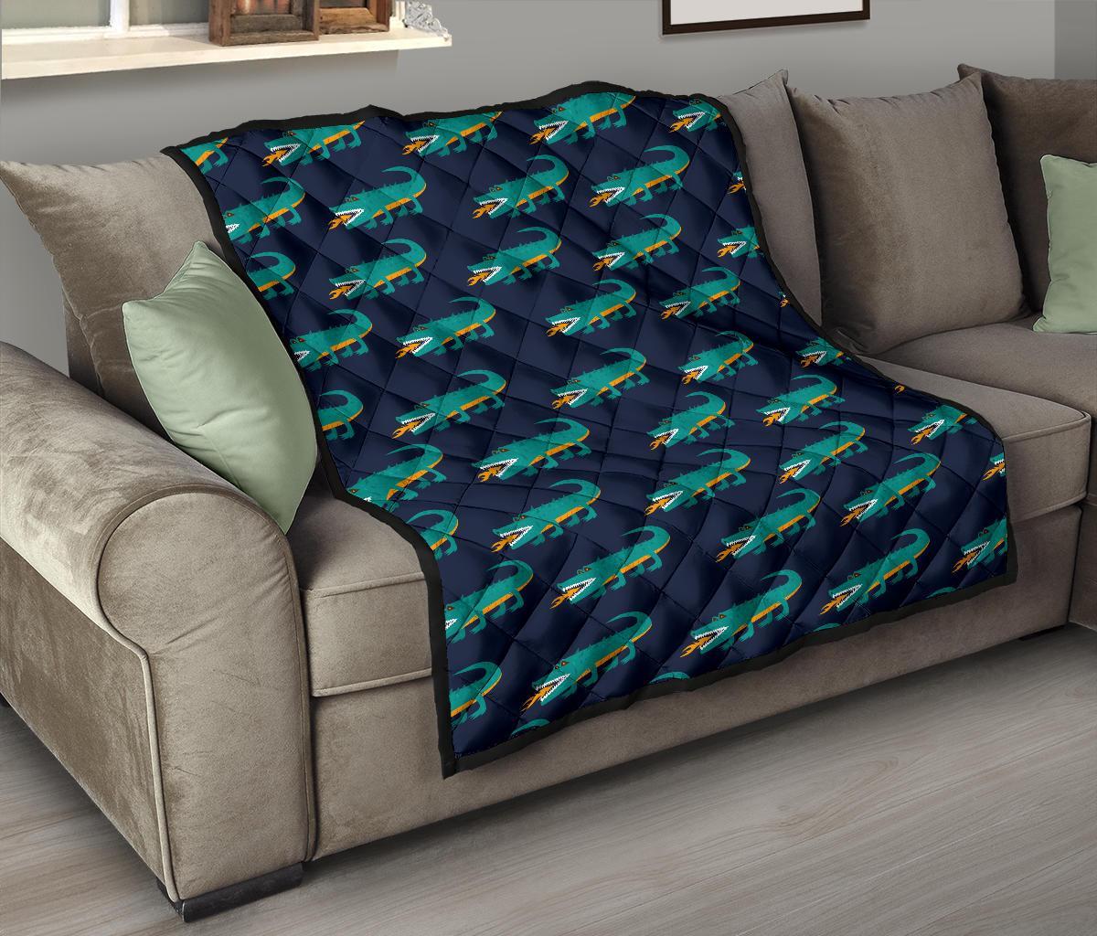 Crocodile Pattern Print Quilt-grizzshop