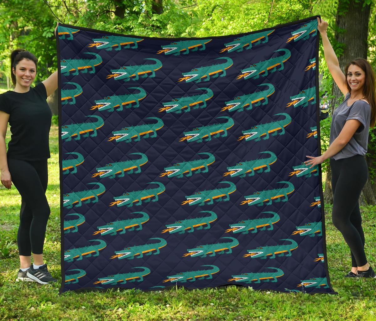 Crocodile Pattern Print Quilt-grizzshop