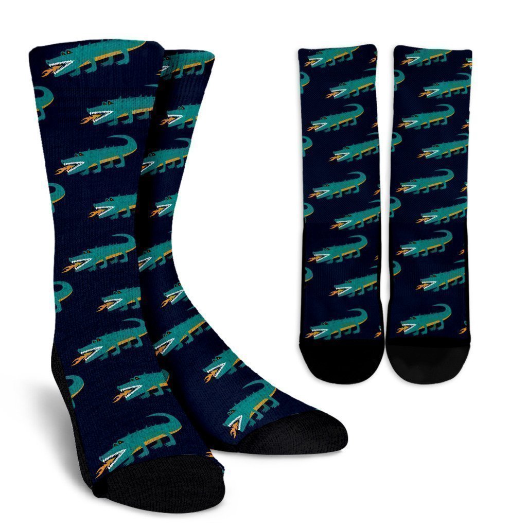 Crocodile Pattern Print Unisex Crew Socks-grizzshop