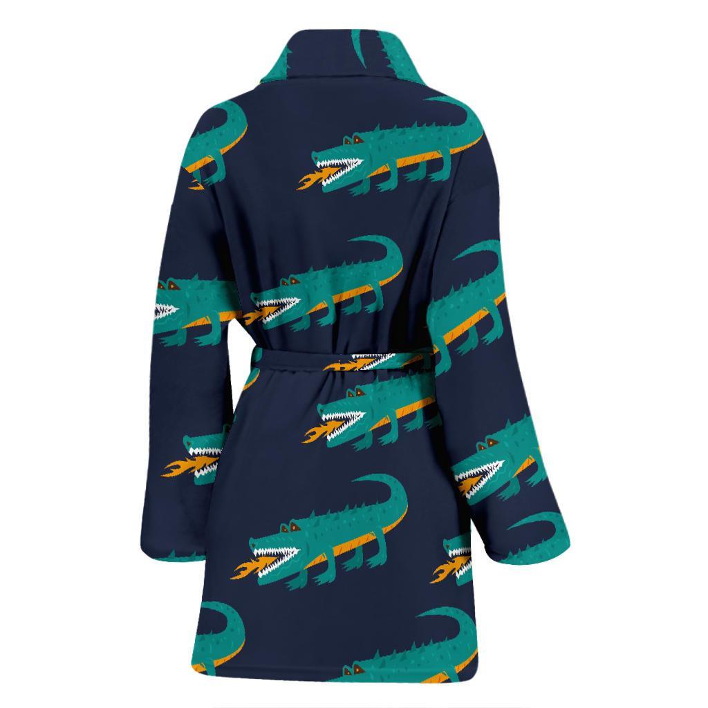 Crocodile Pattern Print Women Long Robe-grizzshop