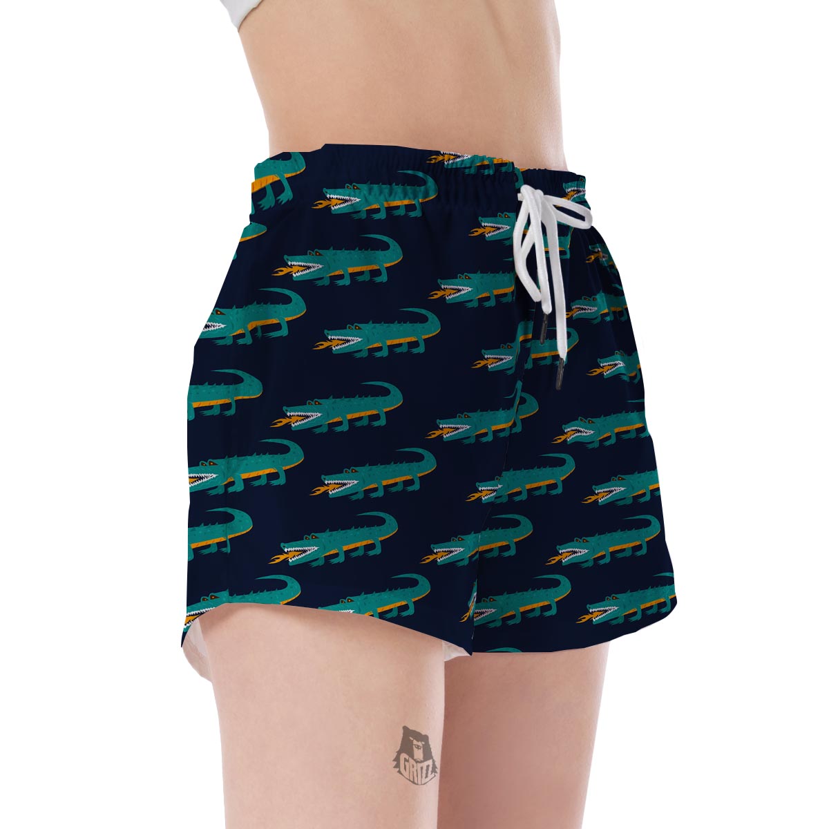 Crocodile Pattern Print Women's Shorts-grizzshop