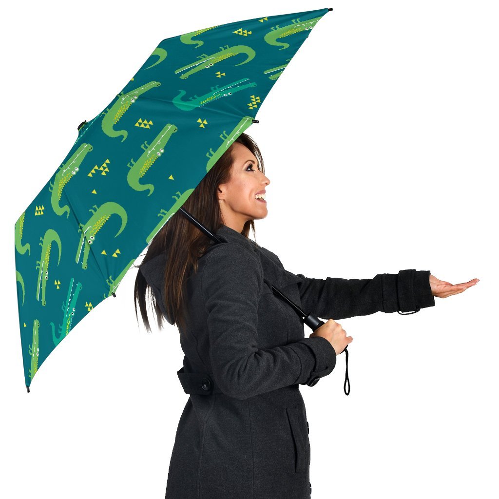 Crocodile Print Pattern Automatic Foldable Umbrella-grizzshop