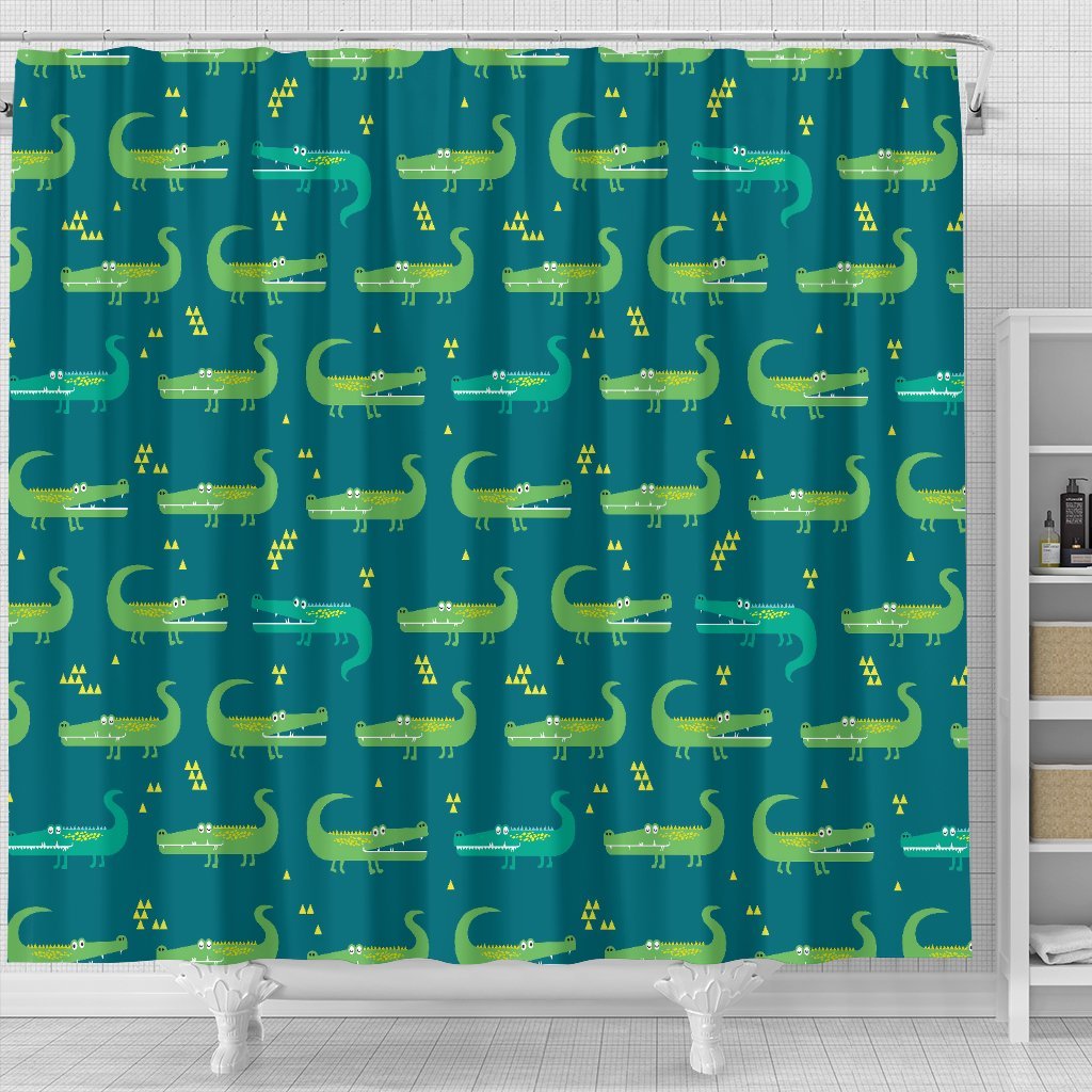 Crocodile Print Pattern Bathroom Shower Curtain-grizzshop