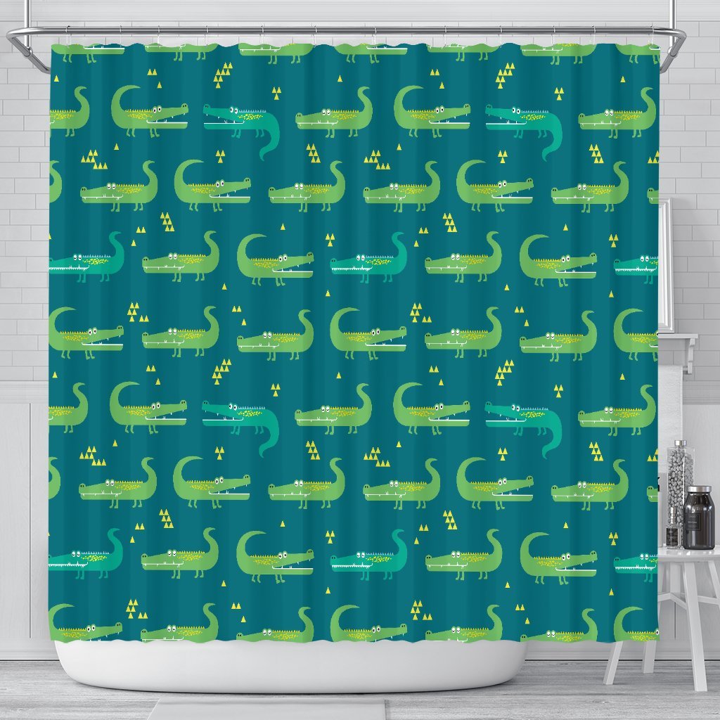 Crocodile Print Pattern Bathroom Shower Curtain-grizzshop