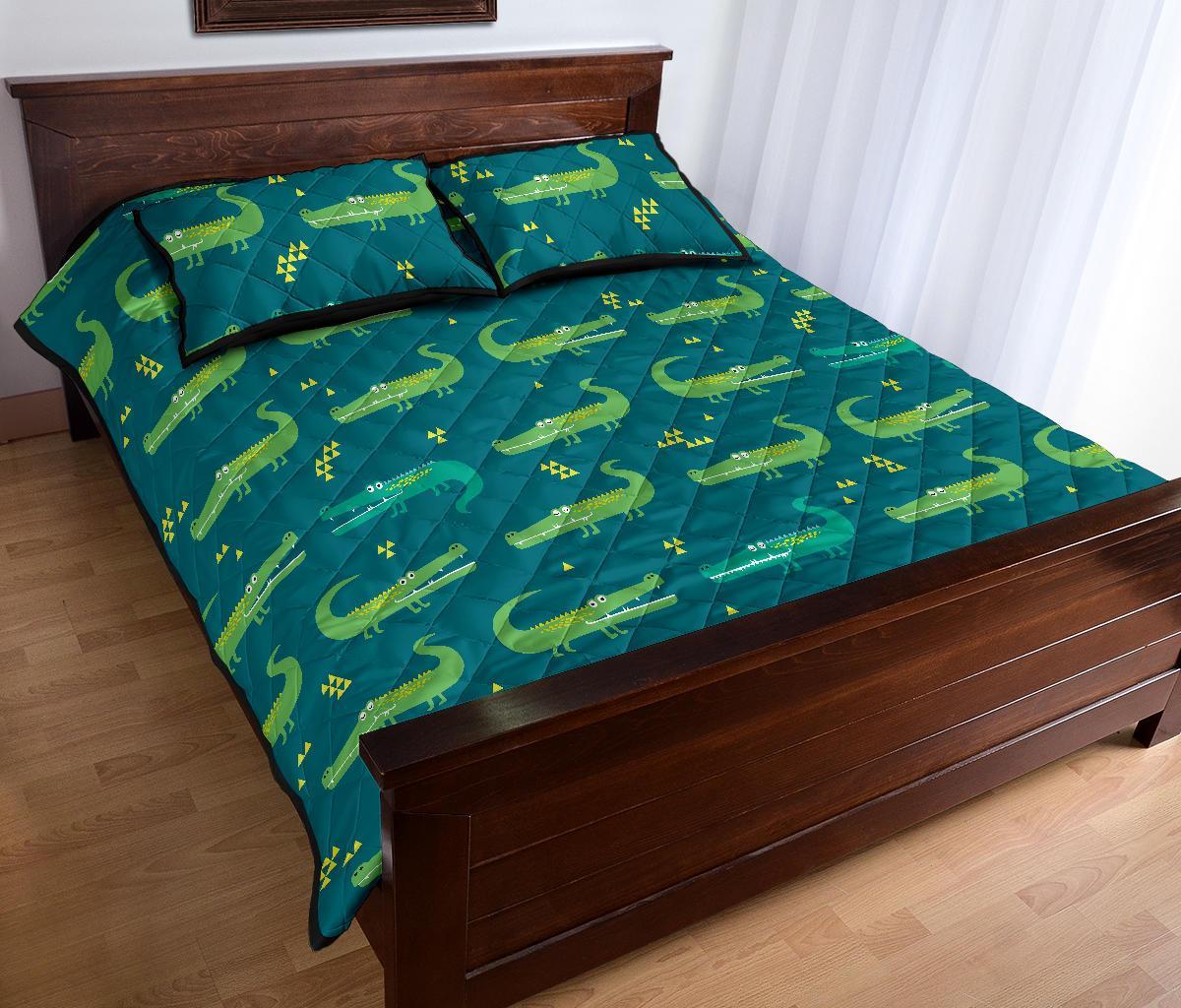 Crocodile Print Pattern Bed Set Quilt-grizzshop