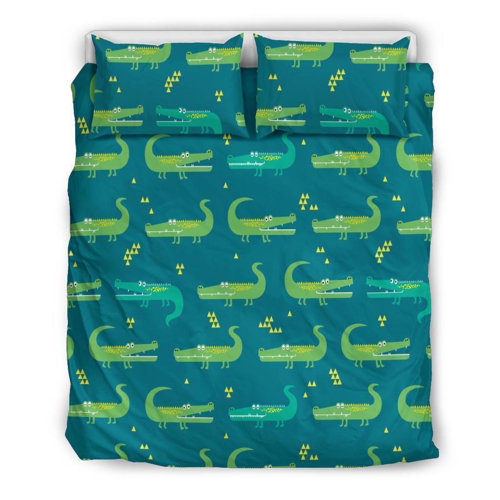 Crocodile Print Pattern Duvet Cover Bedding Set-grizzshop