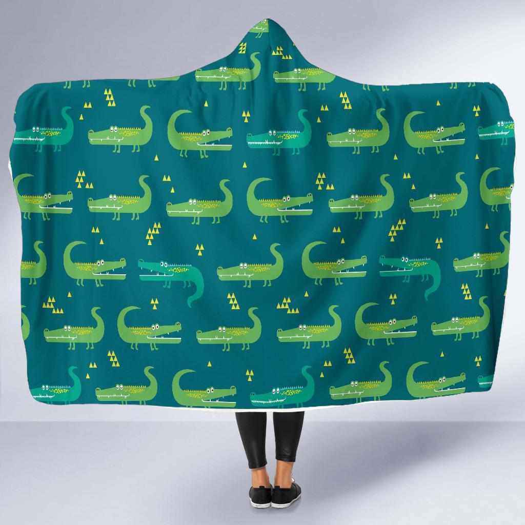 Crocodile Print Pattern Hooded Blanket-grizzshop