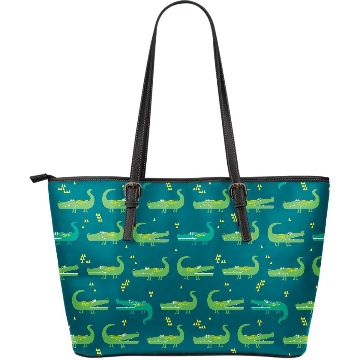 Crocodile Print Pattern Leather Tote Bag-grizzshop