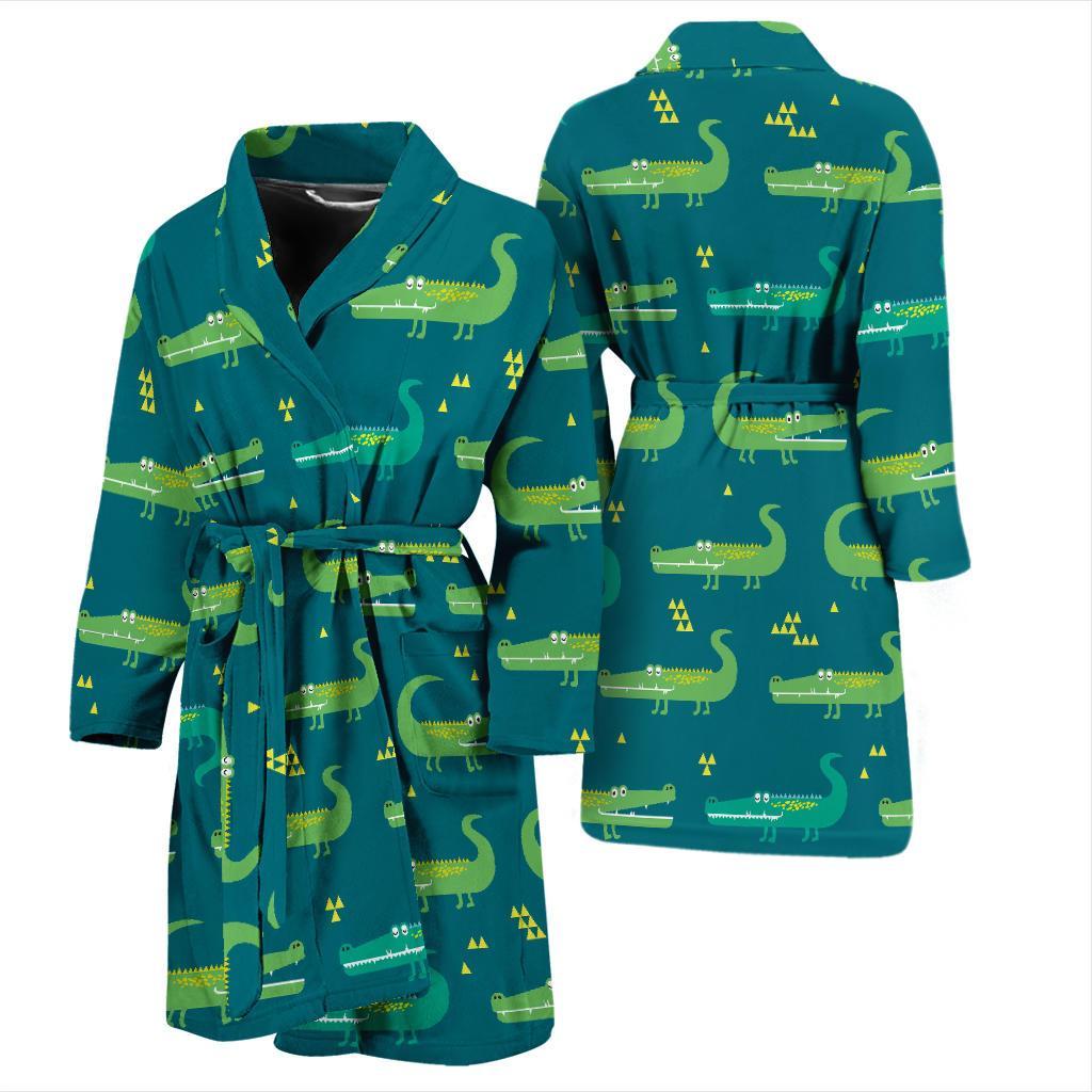 Crocodile Print Pattern Men Long Robe-grizzshop