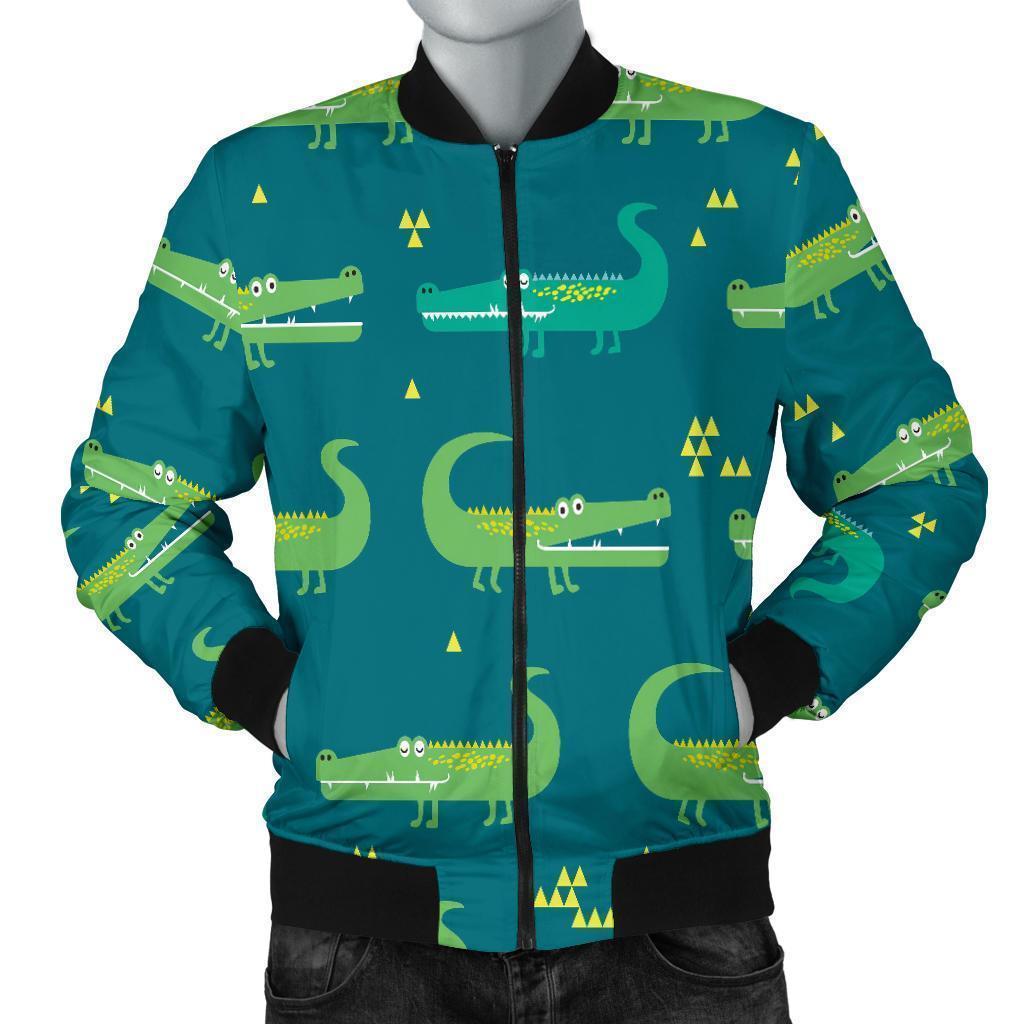 Crocodile Print Pattern Men's Bomber Jacket-grizzshop