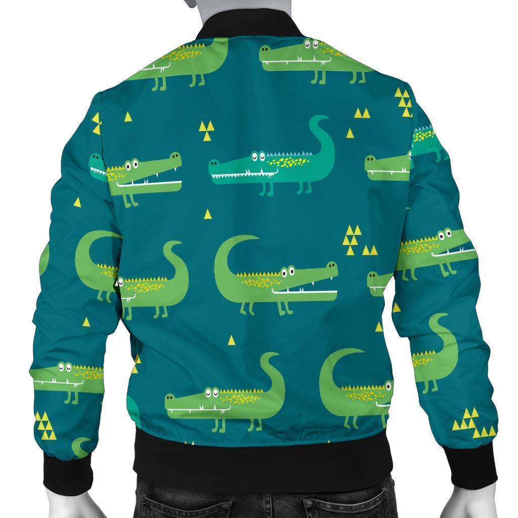 Crocodile Print Pattern Men's Bomber Jacket-grizzshop