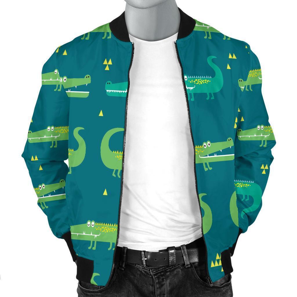 Crocodile Print Pattern Men's Bomber Jacket-grizzshop