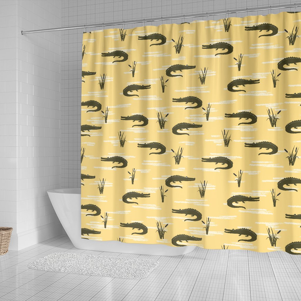 Crocodile River Print Pattern Bathroom Shower Curtain-grizzshop