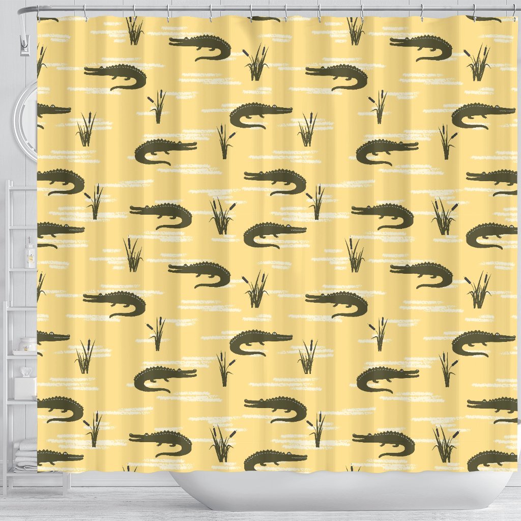 Crocodile River Print Pattern Bathroom Shower Curtain-grizzshop