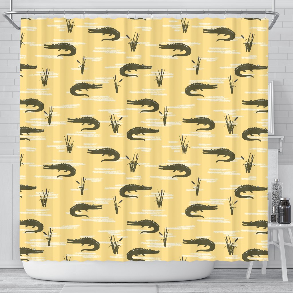 Crocodile River Print Pattern Bathroom Shower Curtain-grizzshop