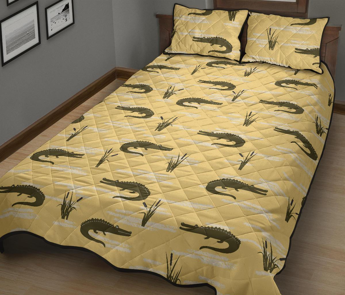 Crocodile River Print Pattern Bed Set Quilt-grizzshop
