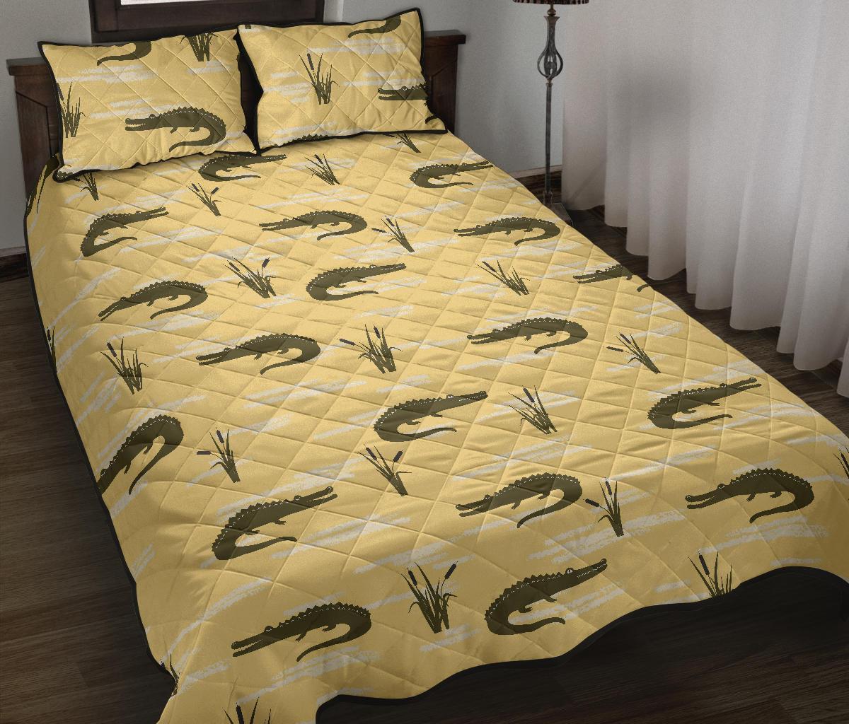 Crocodile River Print Pattern Bed Set Quilt-grizzshop