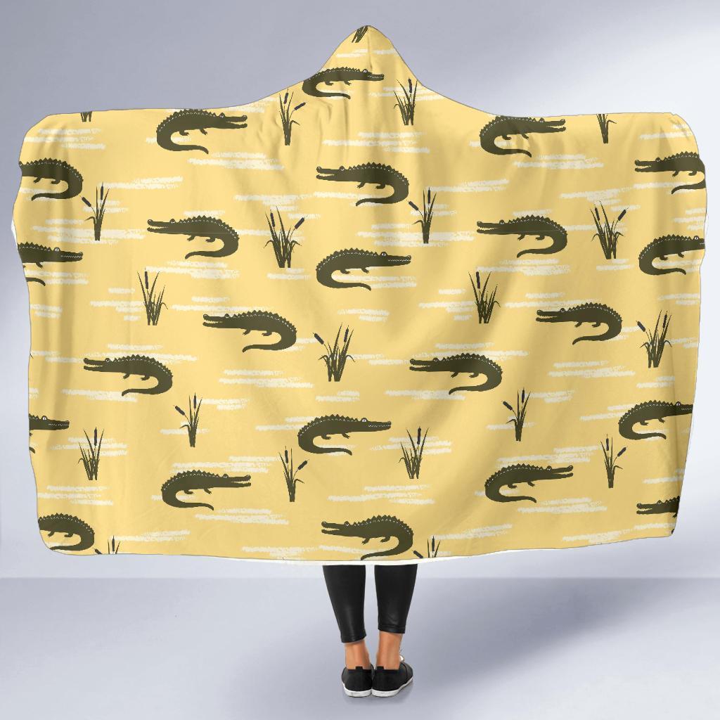 Crocodile River Print Pattern Hooded Blanket-grizzshop