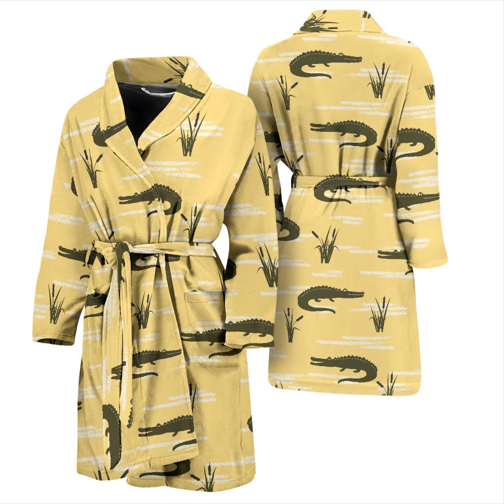 Crocodile River Print Pattern Men Long Robe-grizzshop
