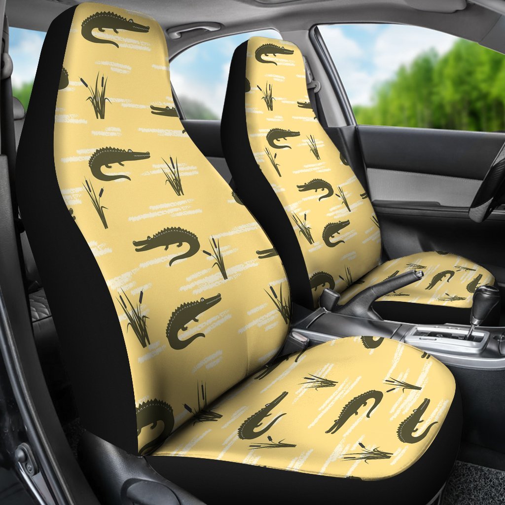 Crocodile River Print Pattern Universal Fit Car Seat Covers-grizzshop