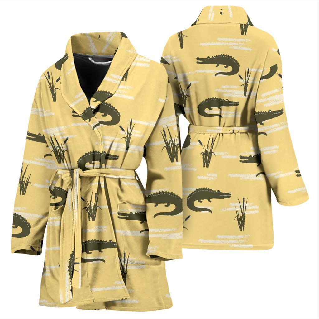 Crocodile River Print Pattern Women Long Robe-grizzshop